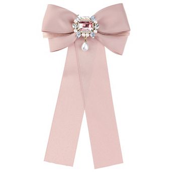 Women's Bow Brooch Pre-tied Bowknot With Faux Rhinestone Elegant Bow Tie