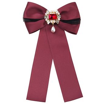 Women's Bow Brooch Pre-tied Bowknot With Faux Rhinestone Elegant Bow Tie