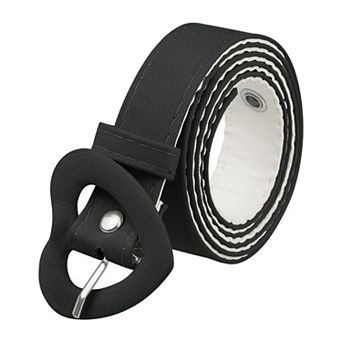 Women's Heart Shaped Belt Heart Buckle Belts Pu Leather Adjustable Ladies Waist Belts Black No Size