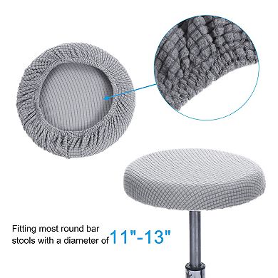 11" Round Bar Stool Cover, 4 Pack Washable Elastic Stool Cushion Cover for Diameter 11"-16" Chair