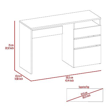 Louisiana Writing Computer Desk, Three Drawers