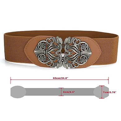 Wide Elastic Vintage High Stretchy Retro Waist Belt With Buckle For Women