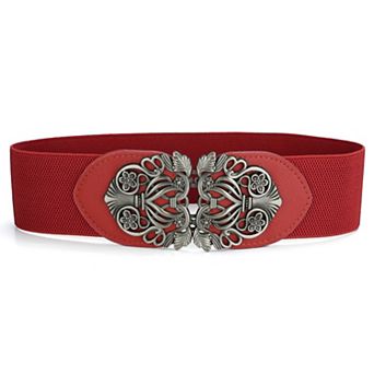 Wide Elastic Vintage High Stretchy Retro Waist Belt with Buckle for Women