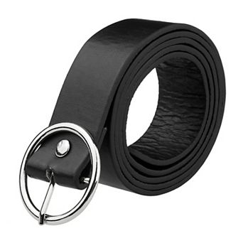 Women's Leather Belts Black Waist Belt With Pin Buckle For Dress Jeans