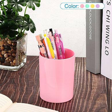PATIKIL Acrylic Pencil Holder - Pink Pen & Makeup Brush Organizer For Desk