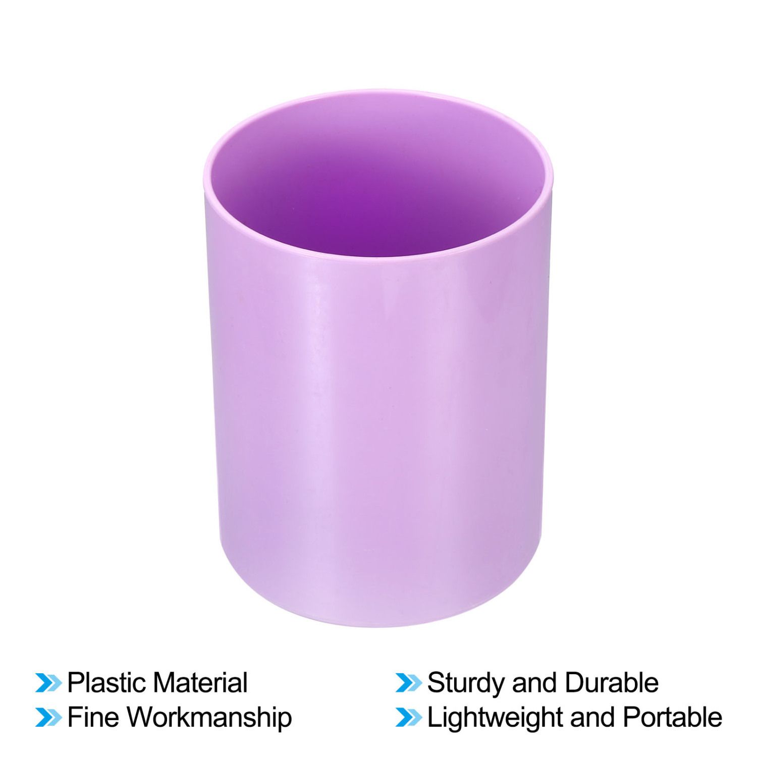 Unique Bargains Pencil Holder Plastic Pen Makeup Brush Holder Round Desktop Organizer Purple