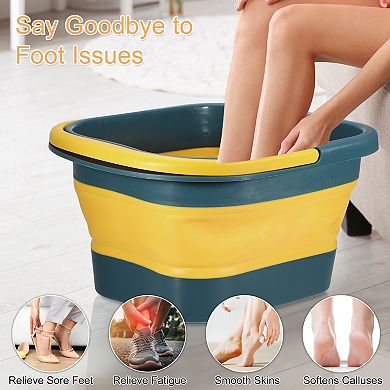 Collapsible Foot Bath 15l/4 Gallons Feet Soaking Tub Foot Soaking Bath Basin Green Yellow