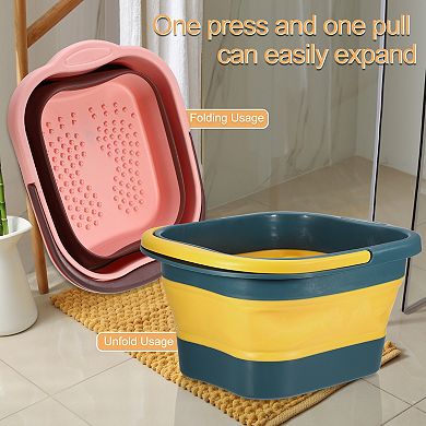Collapsible Foot Bath 15l/4 Gallons Feet Soaking Tub Foot Soaking Bath Basin Green Yellow