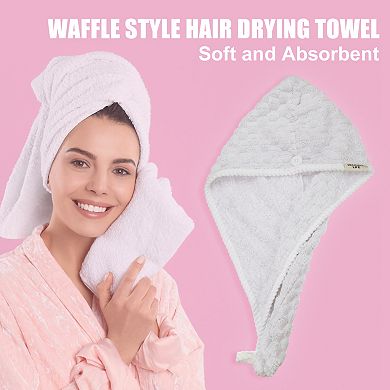 Hair Drying Towel Dry Cap Cloud Grid Shape Lightweight for After Bath Drying