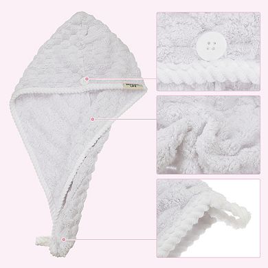 Hair Drying Towel Dry Cap Cloud Grid Shape Lightweight for After Bath Drying