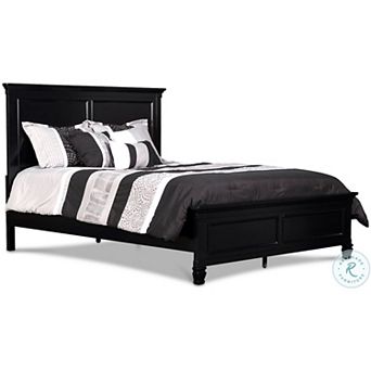 Umi Queen Size Bed, Classic Panel Design With Molded Details, Black Wood