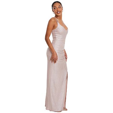 Quiz Women's Lurex Cross Back Ruched Maxi Dress