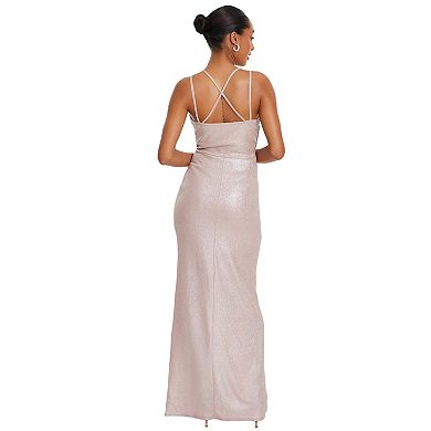 Quiz Women's Lurex Cross Back Ruched Maxi Dress