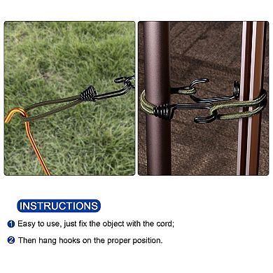 6 Inch Elastic Cords With Hook Fixed Straps For Camping Tent Canopy 10pcs