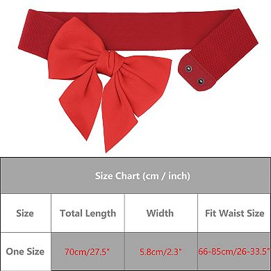 Women's Bowknot Elastic Wide Belts Dress Bow Tie Stretchy Waistband For Party Casual Red No Size