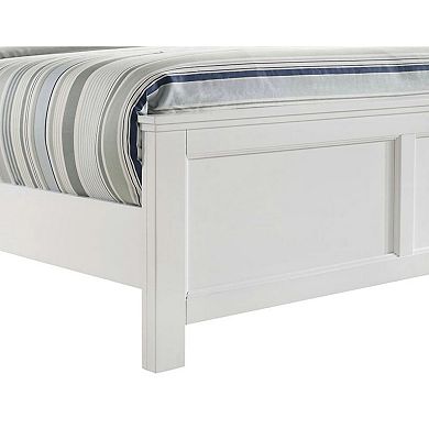 Aver Queen Size Bed, Transitional Carved Panel Design, White Wood Finish