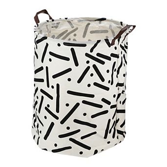 1 pc 60l Foldable Cylindrical Laundry Basket For Laundry Room Black Cylindrical Dot