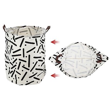 1 Pcs 60l Foldable Cylindrical Laundry Basket For Laundry Room Black Cylindrical Dot