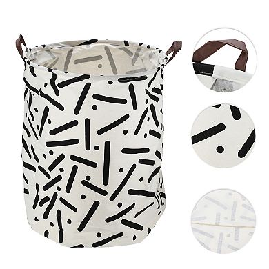 1 Pcs 60l Foldable Cylindrical Laundry Basket For Laundry Room Black Cylindrical Dot