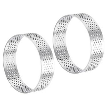 2 pc Stainless Steel Circular Cake Rings 2.7" Perforated Cake Mousse Ring Kitchen Baking Mould