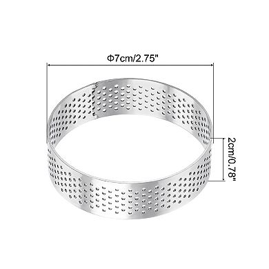 2pcs Stainless Steel Circular Cake Rings 2.7" Perforated Cake Mousse Ring Kitchen Baking Mould