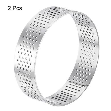 2pcs Stainless Steel Circular Cake Rings 2.7" Perforated Cake Mousse Ring Kitchen Baking Mould