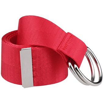 Ladies' Double D-ring Buckle Belt Women Canvas Solid Color Adjustable Waist Belts