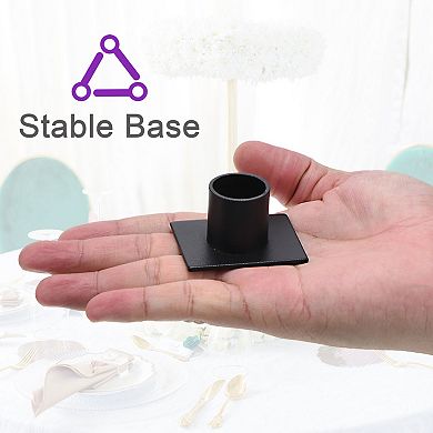 Black Candlestick Holder Metal Square Candle Stand Centerpieces Decoration 4 Pack