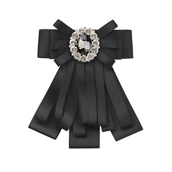 Women's Bow Brooch Pre-tied Ribbon Faux Rhinestone Elegant Bow Ties