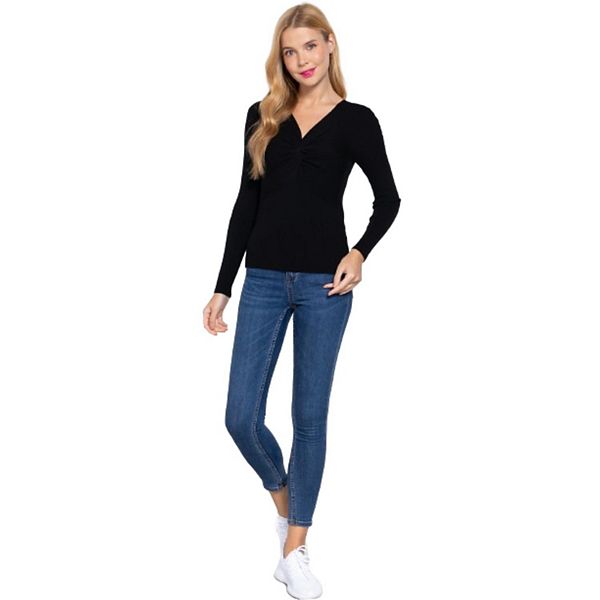 Sleeveless V-Neck Sweater with Horsebit Closures in Black Caviar main image 0