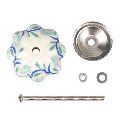 6pcs Vines Pattern Hand Painted Ceramic Door Knobs Cabinet Drawer Pull Handles