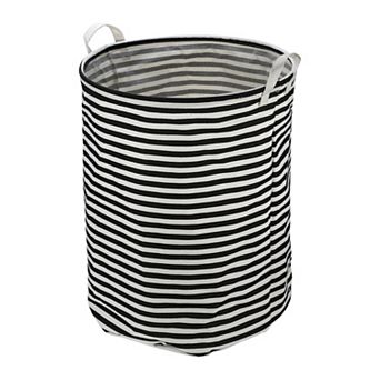 1 pc 60l Foldable Cylindrical Laundry Basket For Laundry Room Black Stripe 19.69"x15.75"