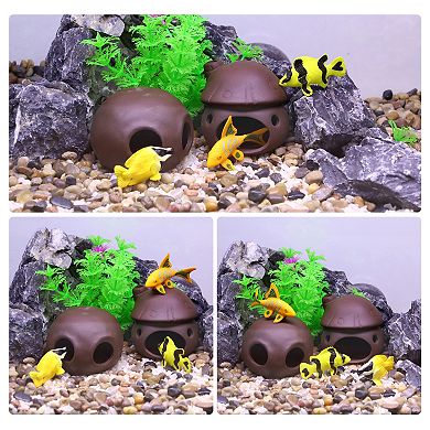 Fish Tank For Aquatic Pets To Breed Play Rest Aquarium Hideaway Rock Cave Resin