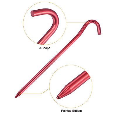 7.2 Inch Aluminum Alloy Heavy Tent Stakes J Hook 6 Pack