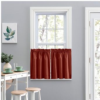 Lisa Solid Color Poly Cotton Duck Fabric Tailored Tiers 1.5" Rod Pocket