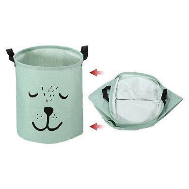 1 Pcs 40l Foldable Cylindrical Laundry Basket For Laundry Room Green 15.75"x13.78"