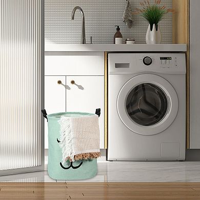 1 Pcs 40l Foldable Cylindrical Laundry Basket For Laundry Room Green 15.75"x13.78"