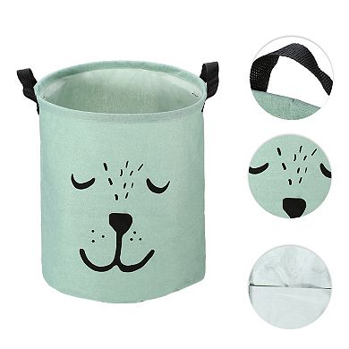 1 Pcs 40l Foldable Cylindrical Laundry Basket For Laundry Room Green 15.75"x13.78"