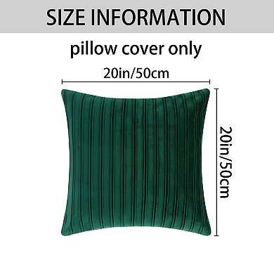 2 Pcs Thick Velvet Striped Pillow Covers Pleated Front Cushion Covers For Office And Home 20"x20"