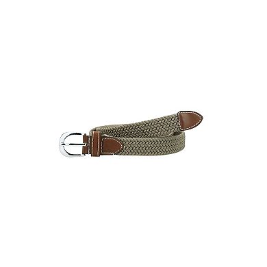 Women Elastic Stretchy Braided Woven Alloy Buckle Casual Belt Width 1"