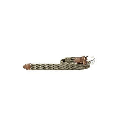 Women Elastic Stretchy Braided Woven Alloy Buckle Casual Belt Width 1"