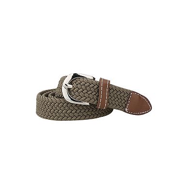 Women Elastic Stretchy Braided Woven Alloy Buckle Casual Belt Width 1"