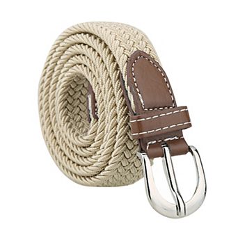 Women Elastic Stretchy Braided Woven Alloy Buckle Casual Belt Width 1"