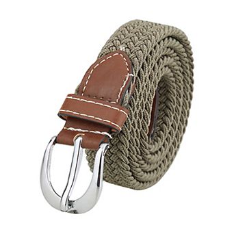 Women Elastic Stretchy Braided Woven Alloy Buckle Casual Belt Width 1"