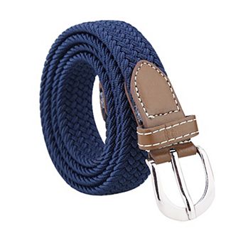 Women Elastic Stretchy Braided Woven Alloy Buckle Casual Belt Width 1"