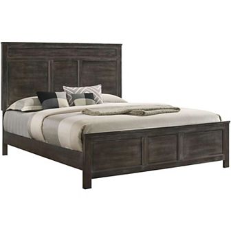 Aver Twin Size Bed, Transitional Carved Panel Design, Nutmeg Brown Wood