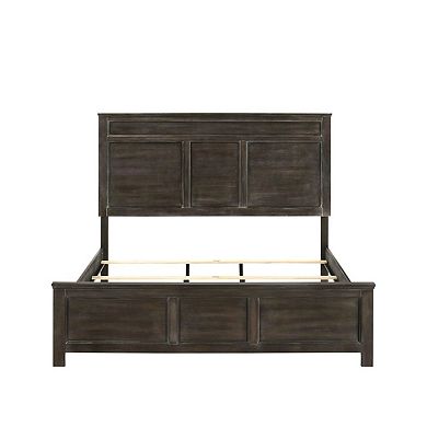 Aver Twin Size Bed, Transitional Carved Panel Design, Nutmeg Brown Wood