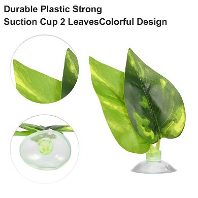 2pcs Betta Fish Leaf Pad Hammock Resting Hide Plants Decoration Green With Suction Cup 2.95"x2.13"