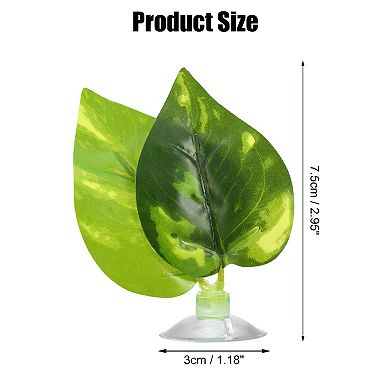 2pcs Betta Fish Leaf Pad Hammock Resting Hide Plants Decoration Green With Suction Cup 2.95"x2.13"