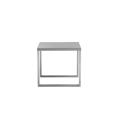 Tom 22 Inch Side End Table, Square Top, Square Legs, Gray Brushed Metal